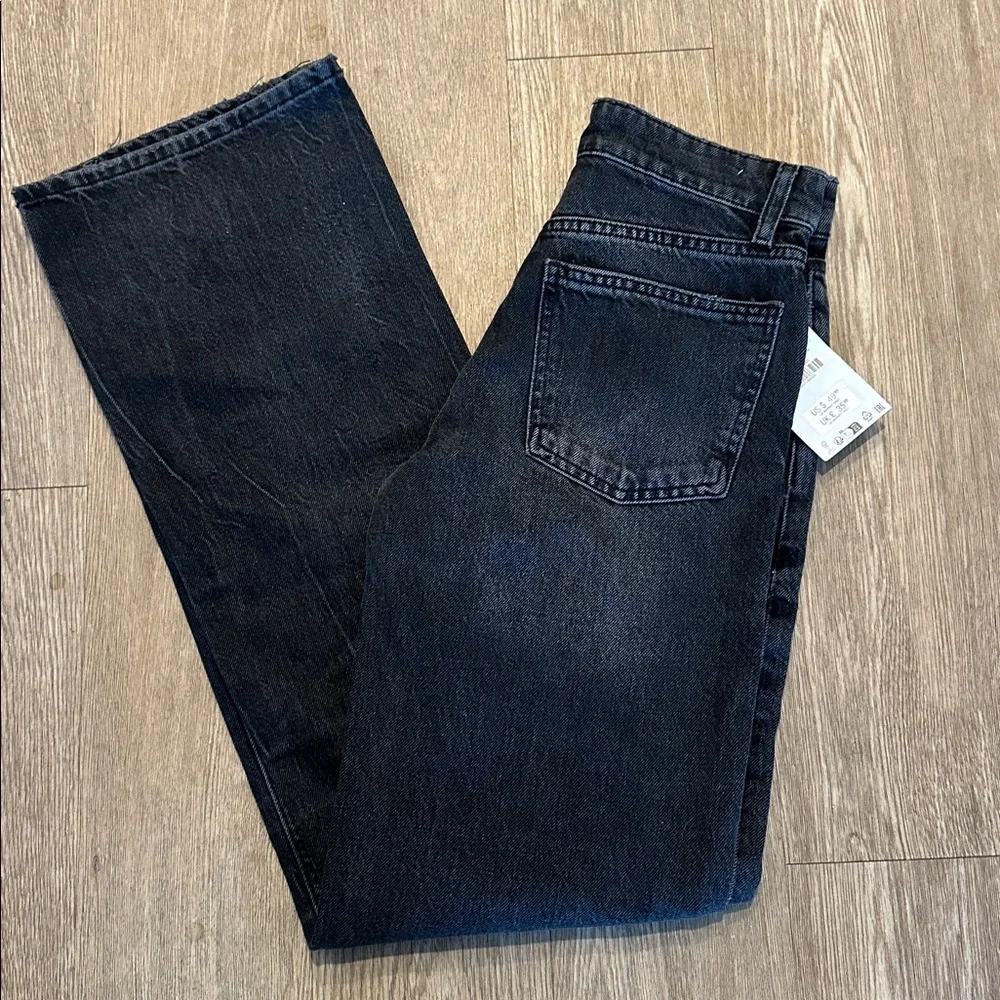 Zara Straight Leg Black Denim Jeans Size 2 NWT - Picture 3 of 4